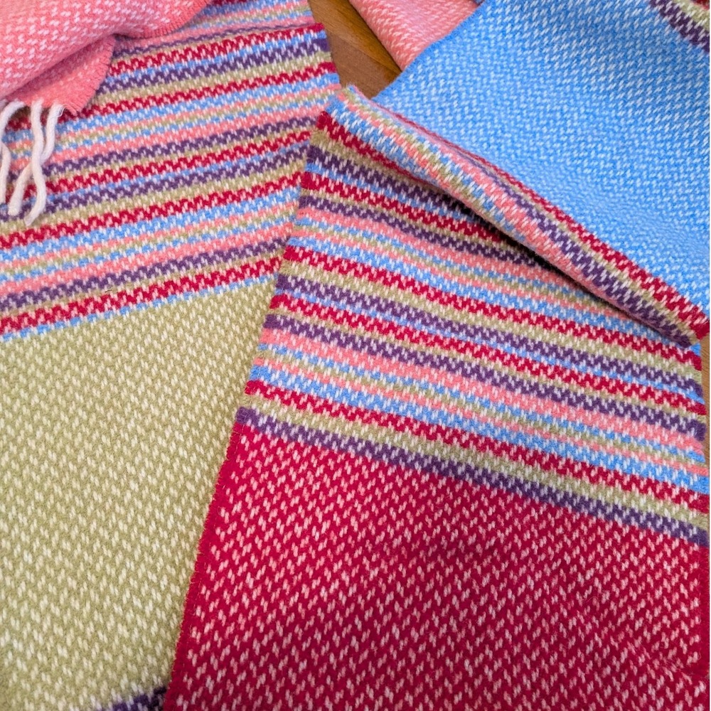 John Hanley With Cashmere Merino Wool Tassled Knit Multicolor Scarf - Picture 3 of 5